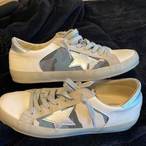 Worn Once ShuShop Camo Silver Star Sneakers - Size 9